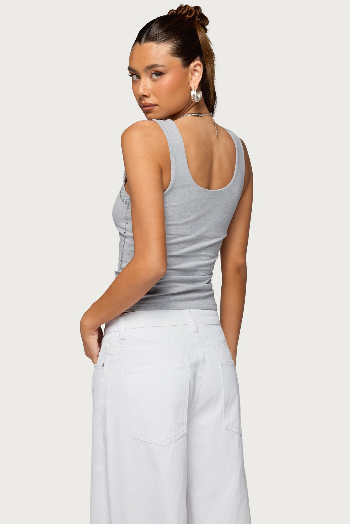 Studded Built In Bra Tank Top-Milans Time