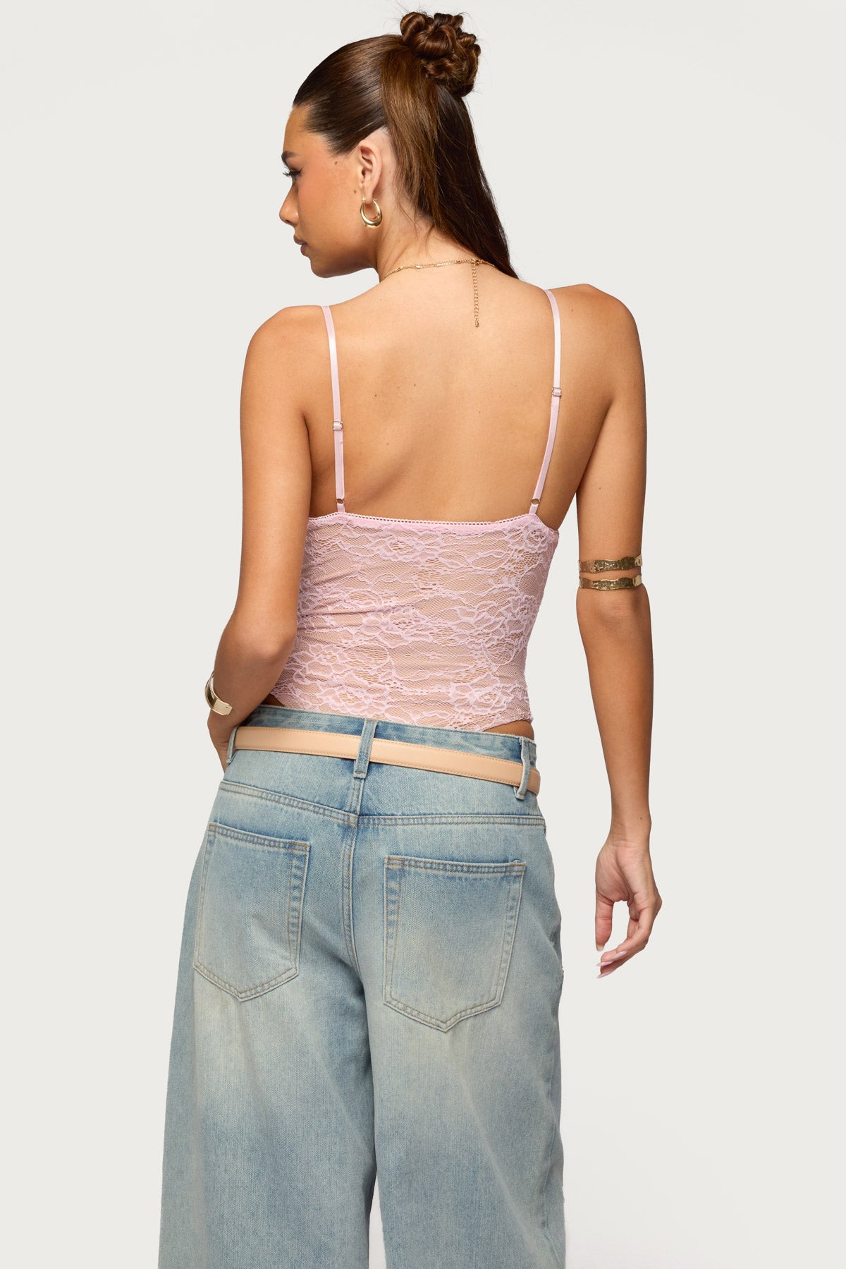 Nolyn Sheer Lace V Neck Bodysuit-Milans Time