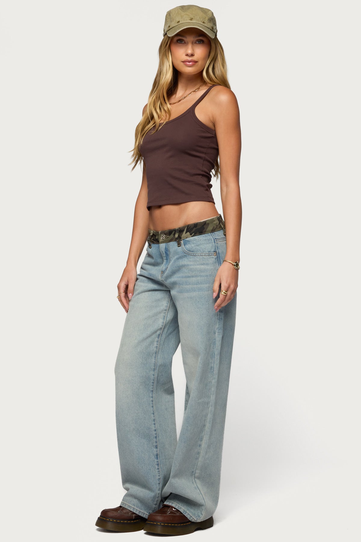 Camo Waist Low Rise Baggy Jeans-Milans Time