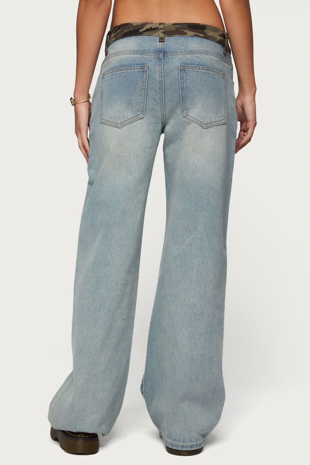 Camo Waist Low Rise Baggy Jeans-Milans Time