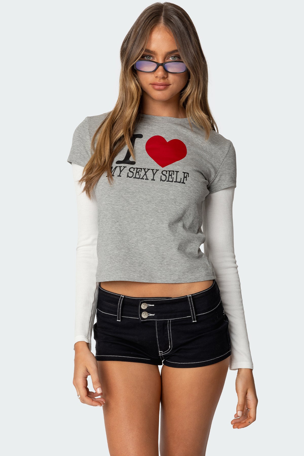 I Heart Me Layered Long Sleeve T Shirt-Milans Time