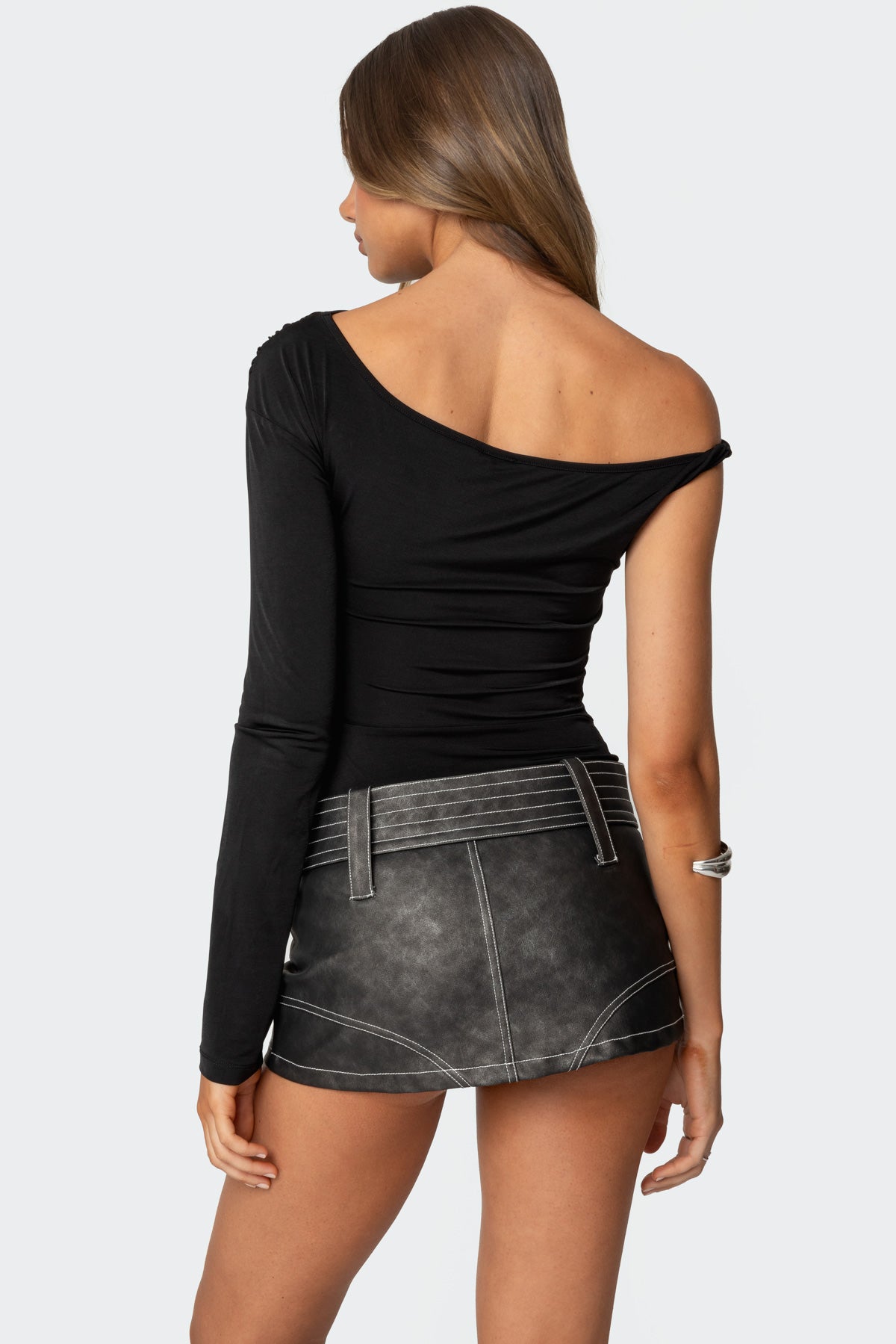 Asymmetric Off Shoulder Bodysuit-Milans Time