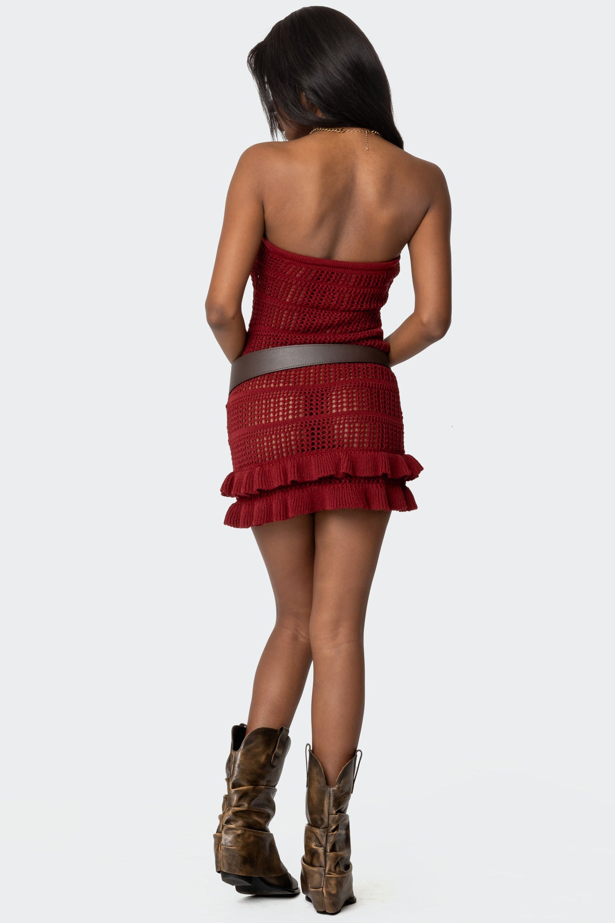 Brooke Crochet Strapless Mini Dress-Milans Time