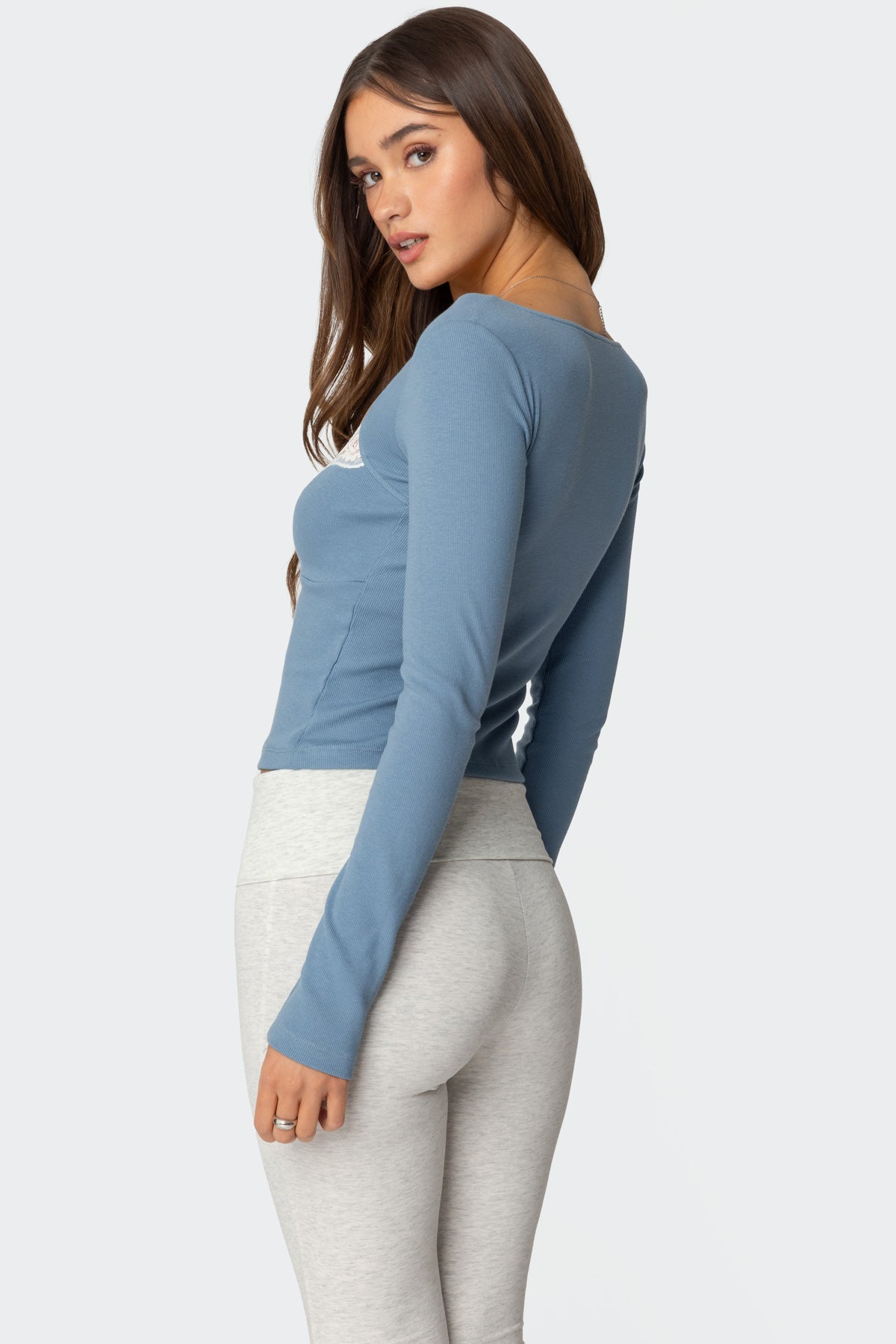 Morgyn Lace Trim Ribbed Top-Milans Time