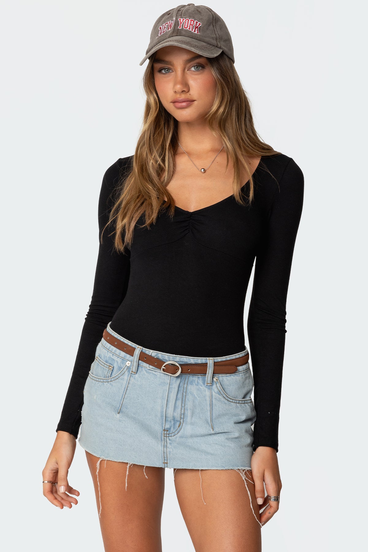 Jonah Long Sleeve V Neck Bodysuit-Milans Time
