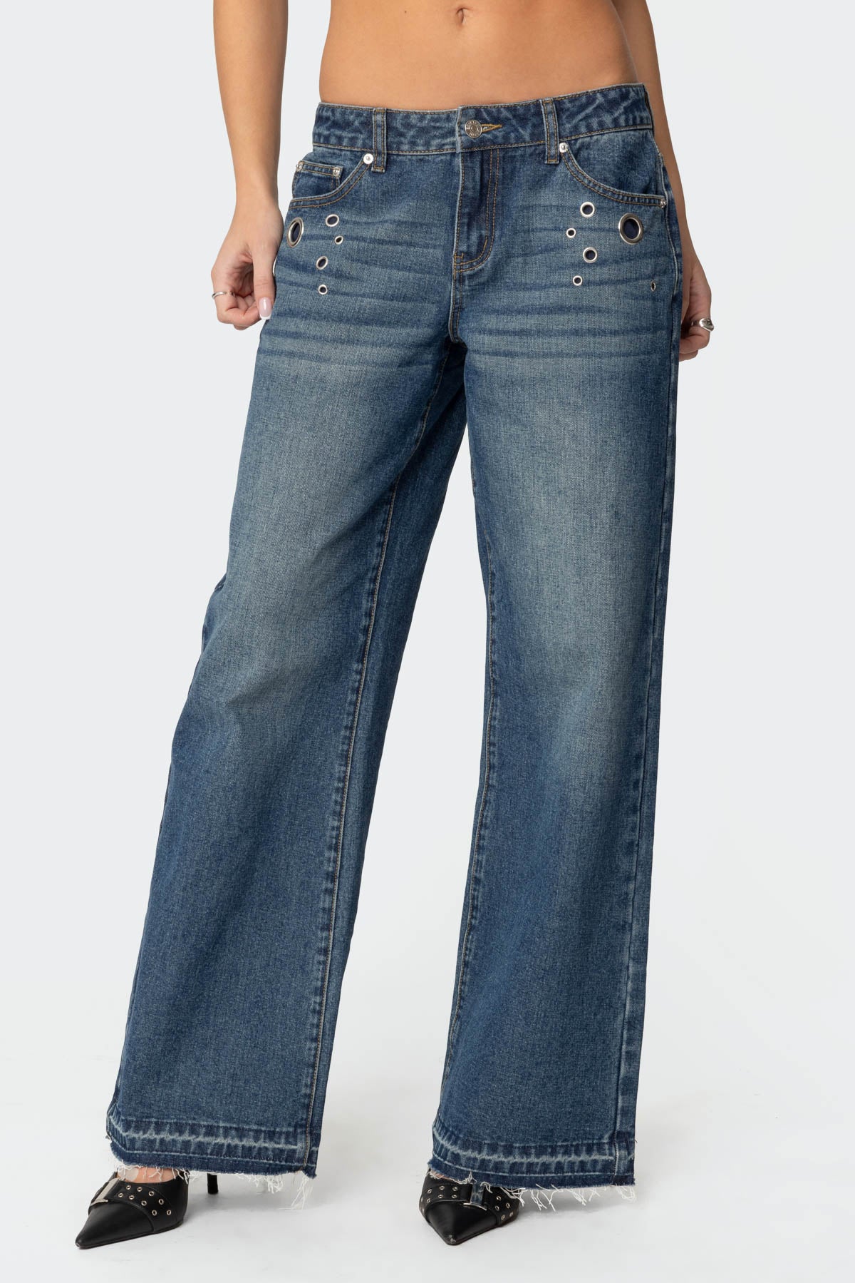 Davis Grommet Low Rise Baggy Jeans-Milans Time