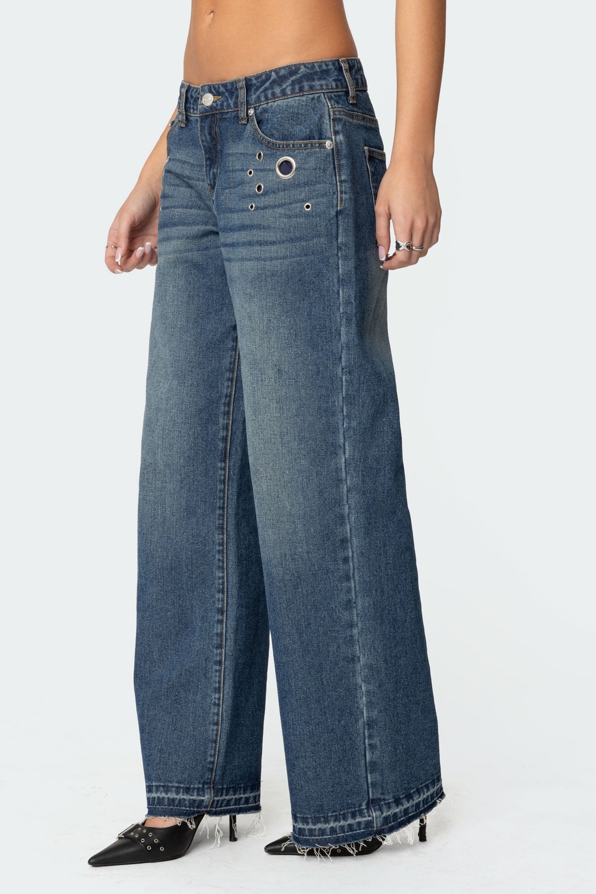 Davis Grommet Low Rise Baggy Jeans-Milans Time