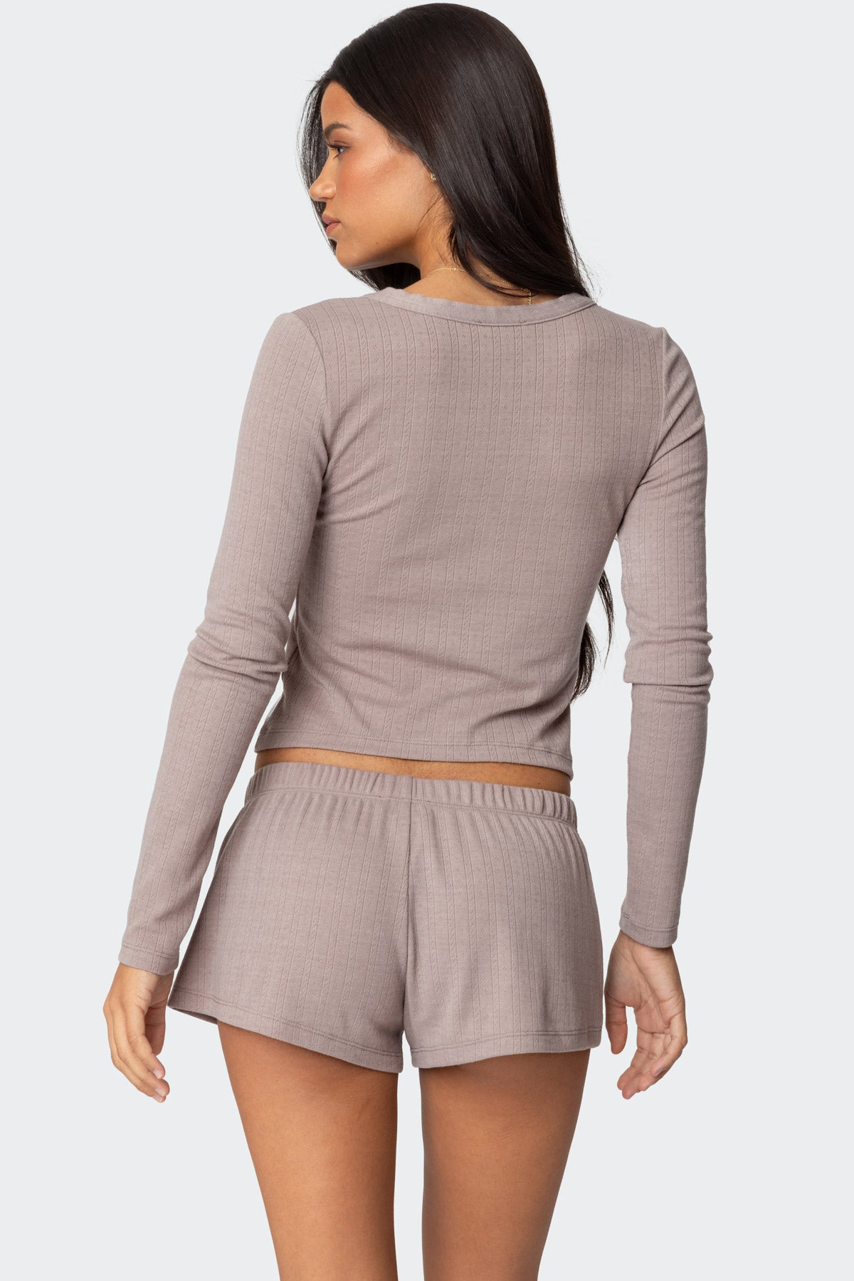 Keely Pointelle Henley Top-Milans Time