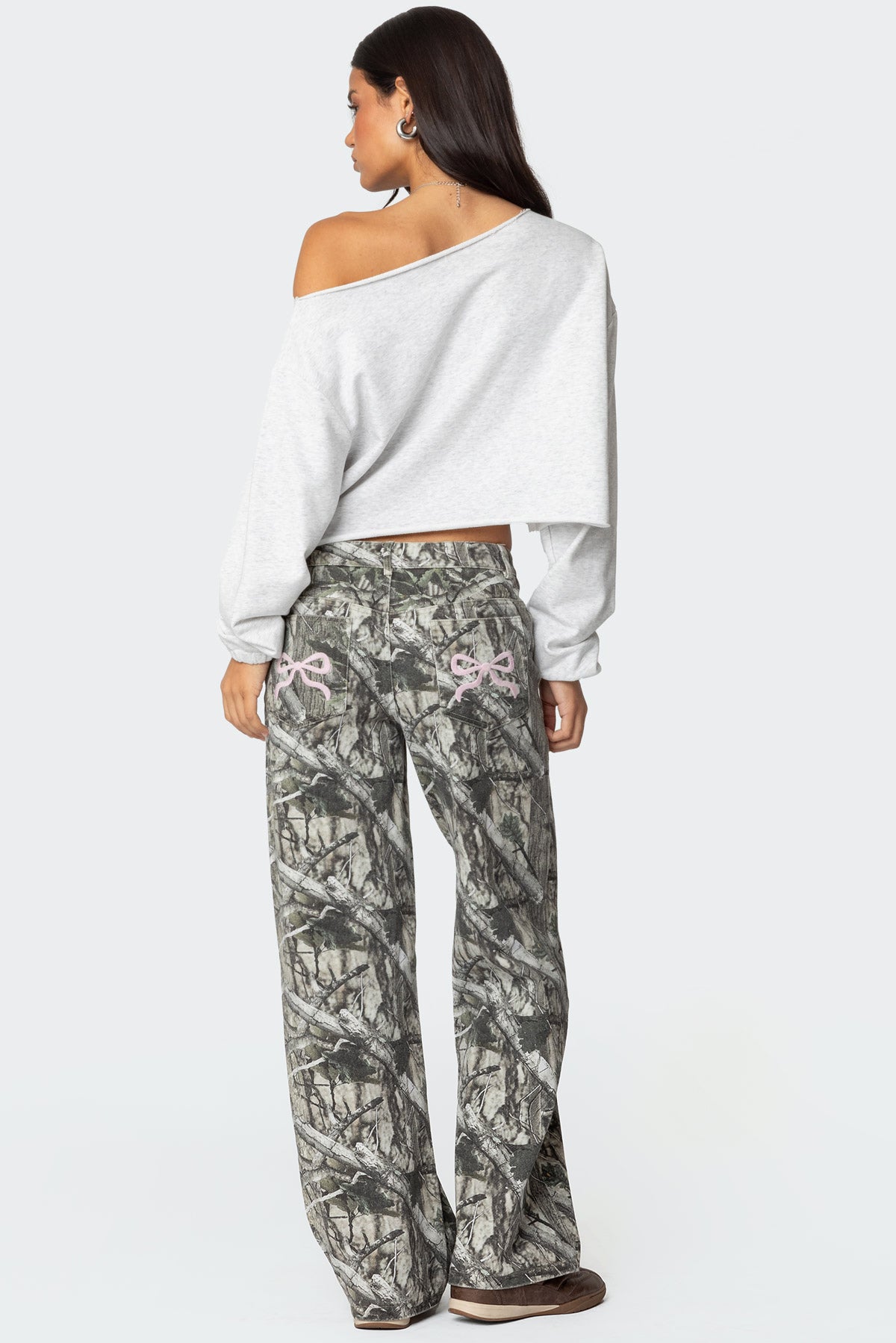 Camo & Bow Low Rise Baggy Jeans-Milans Time