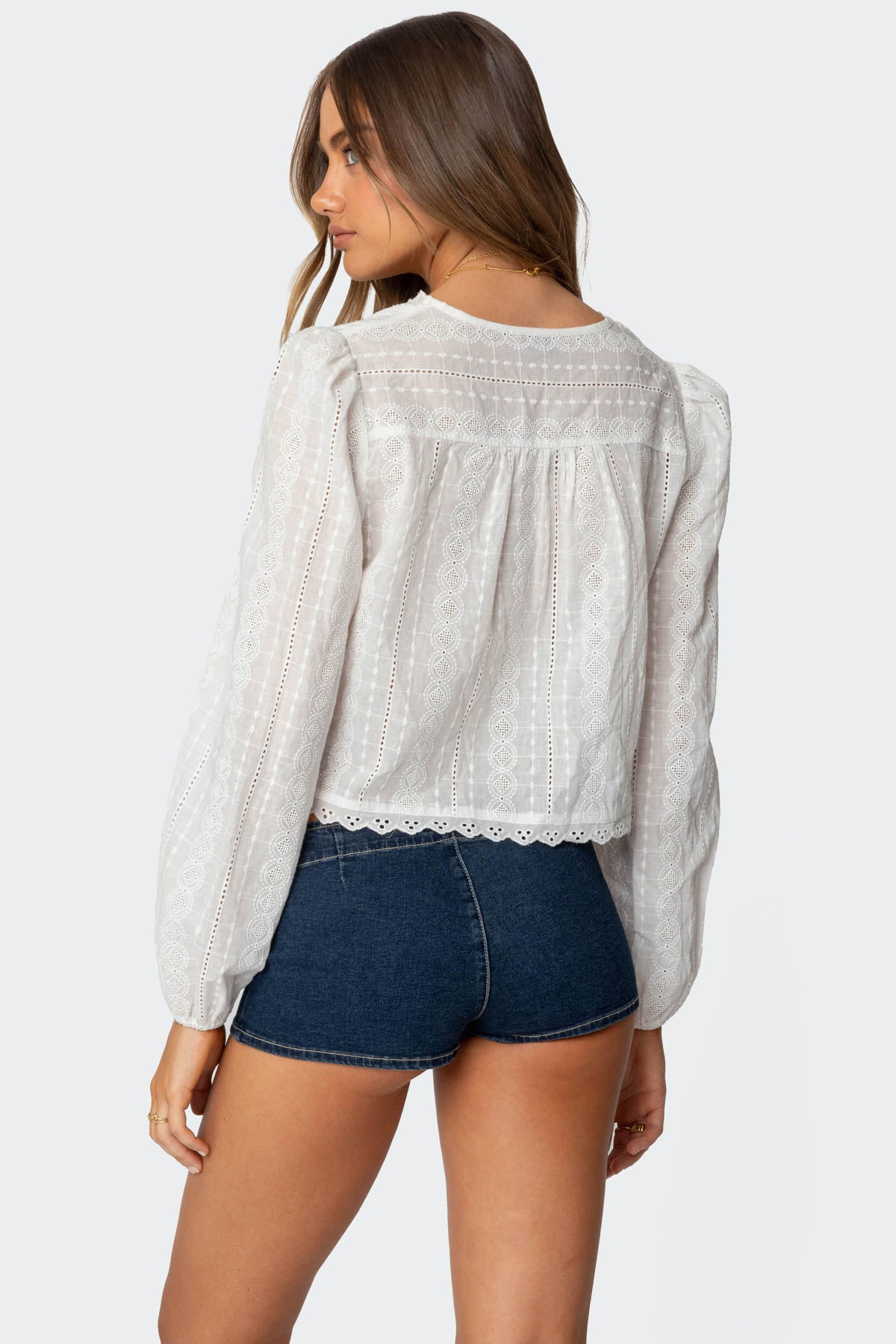 Lesley Cotton Lace Tie Front Top-Milans Time