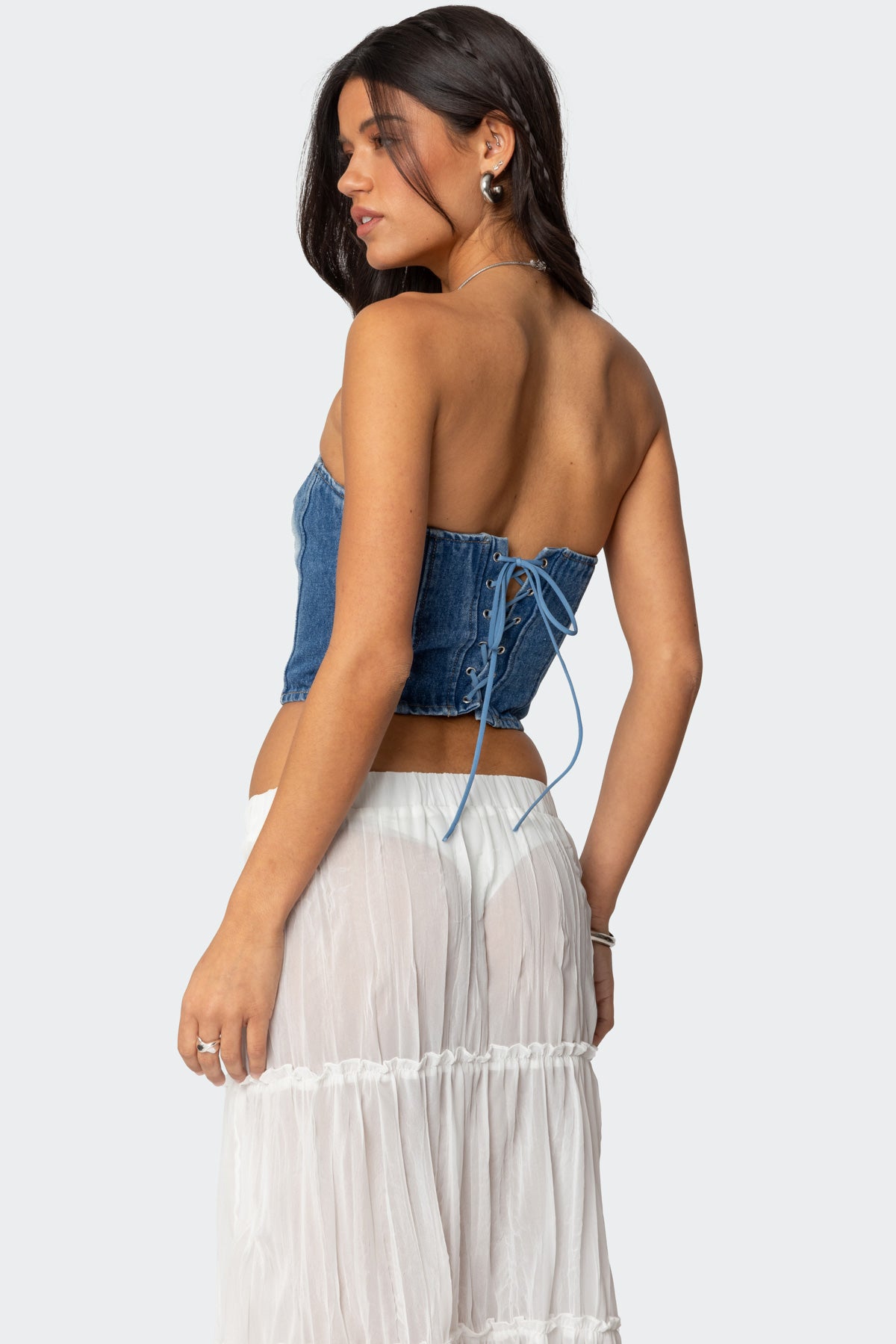 Tula Embroidered Denim Corset-Milans Time