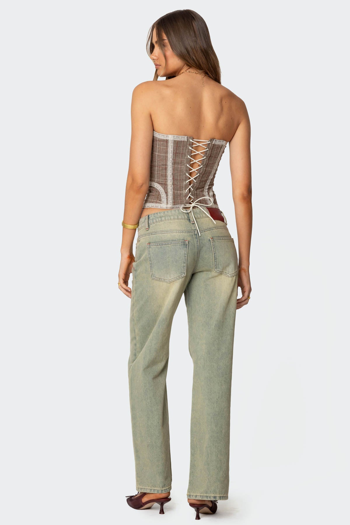 Jaiden Houndstooth Plaid Corset-Milans Time