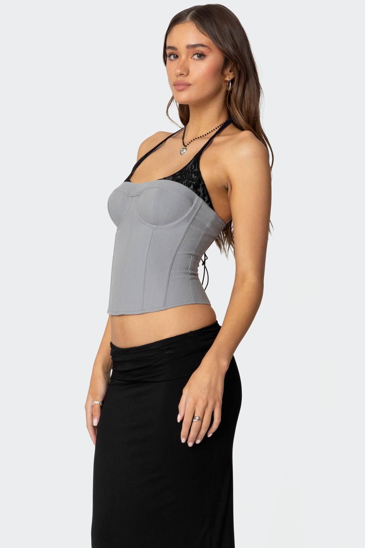 Jara Layered Lace Halter Corset-Milans Time