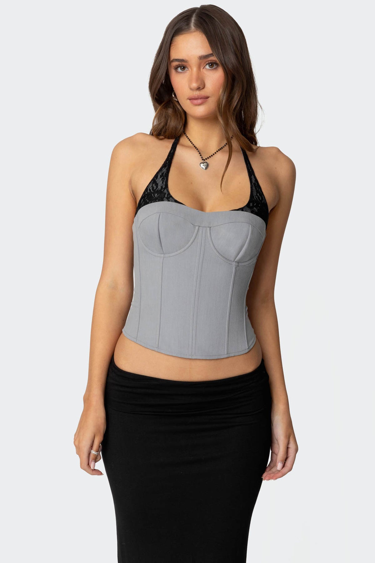 Jara Layered Lace Halter Corset-Milans Time