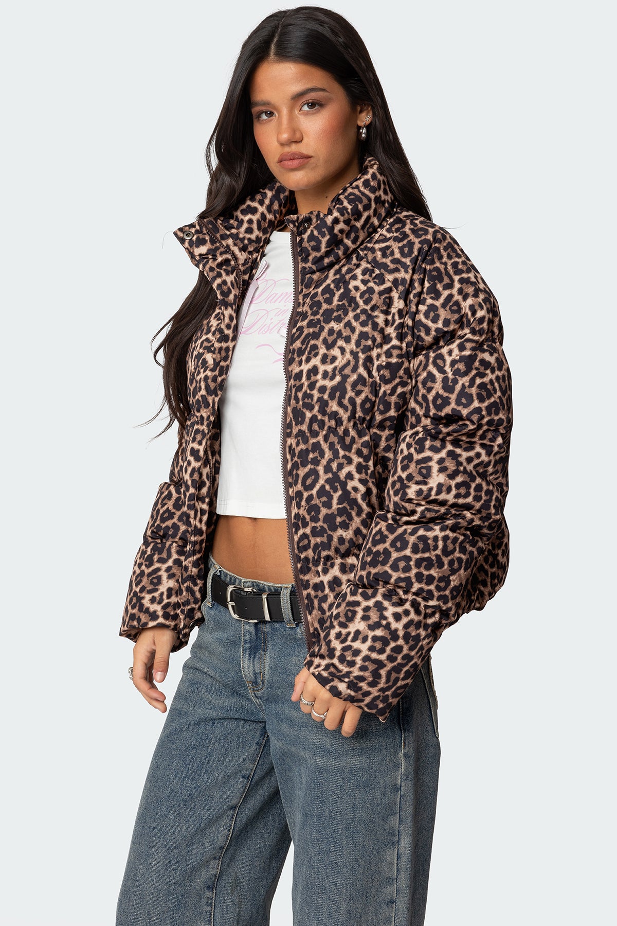 Dalya Leopard Printed Puffer Jacket-Milans Time