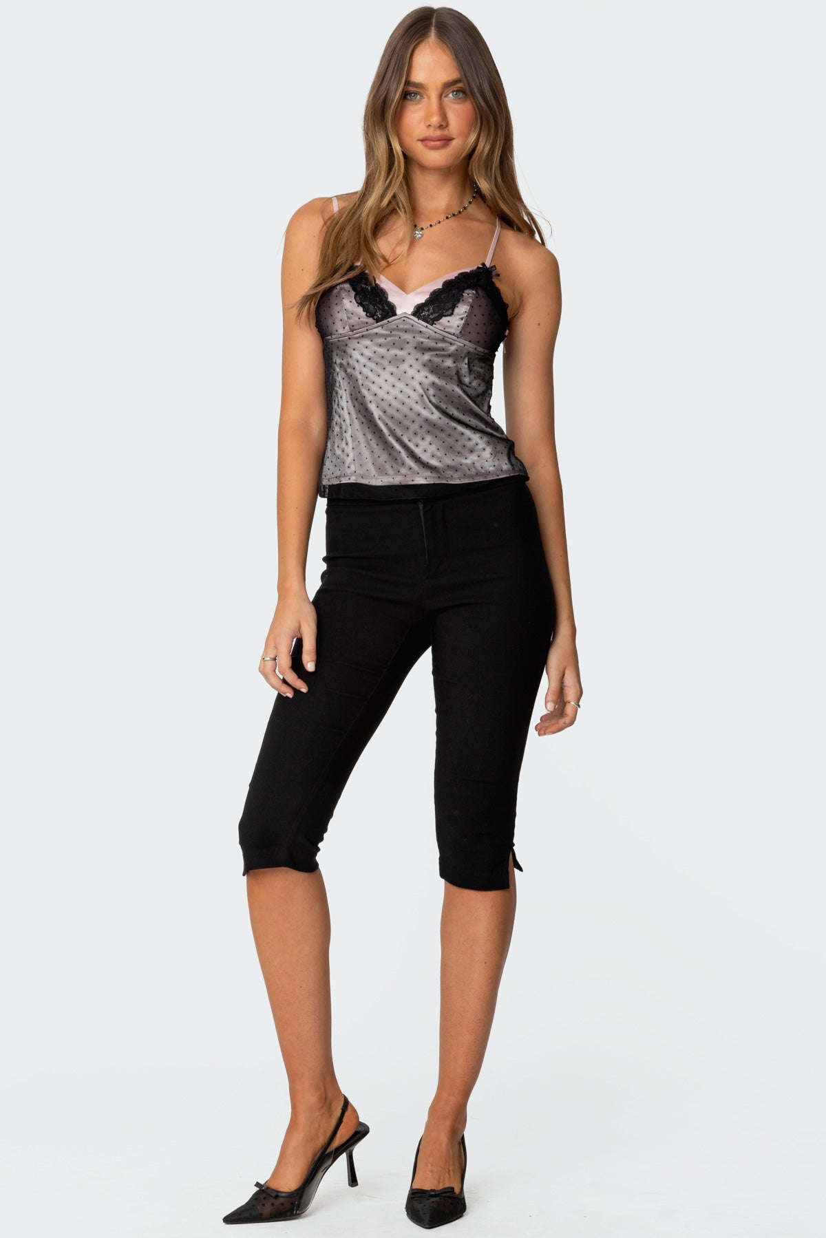 Janie Layered Polka Dot Mesh Top-Milans Time