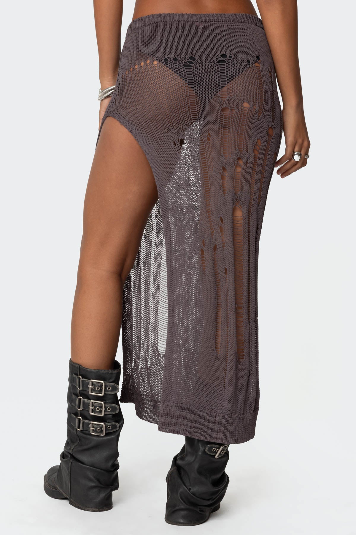 Jaynie Distressed Knit Maxi Skirt-Milans Time