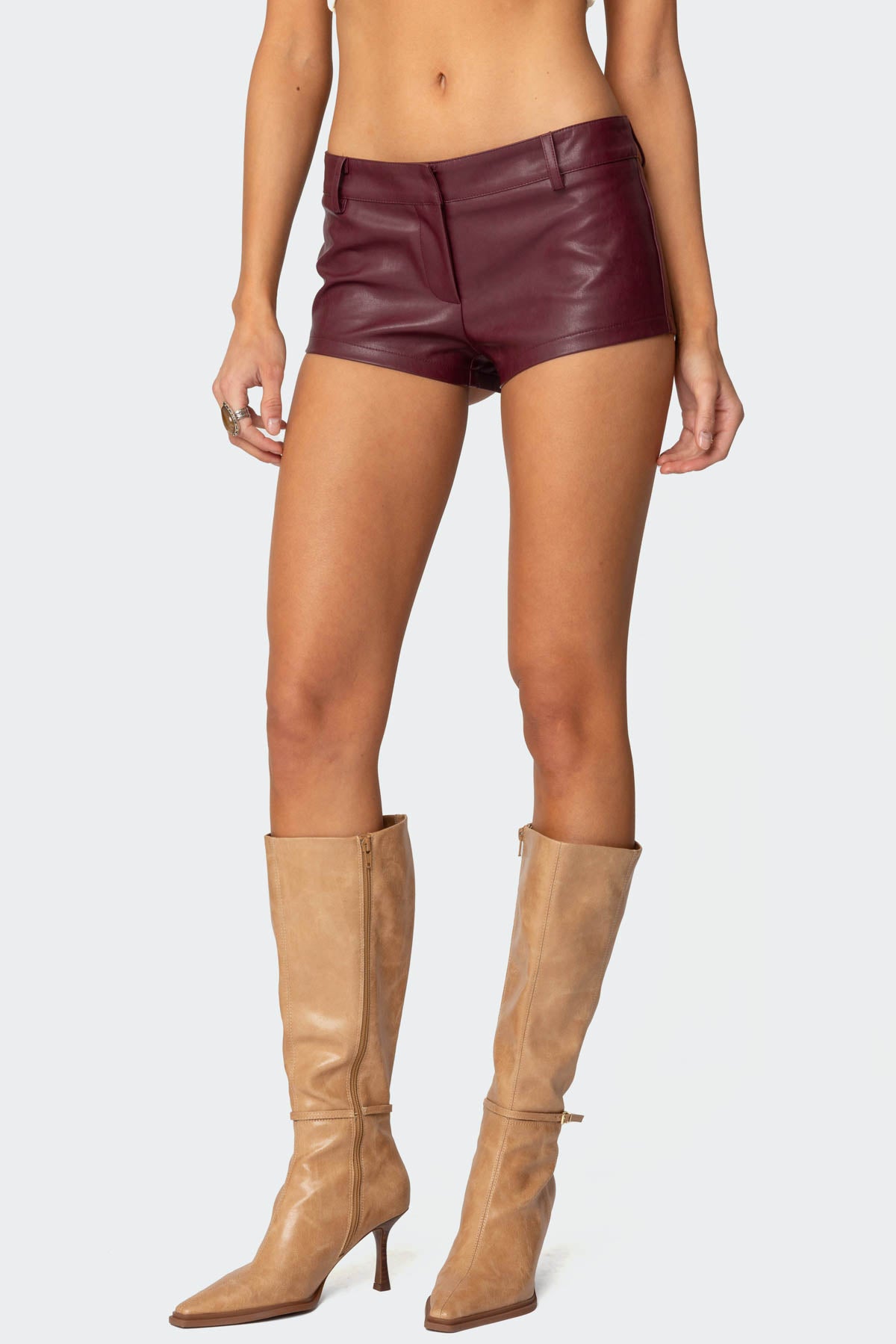 Melaney Faux Leather Micro Shorts-Milans Time