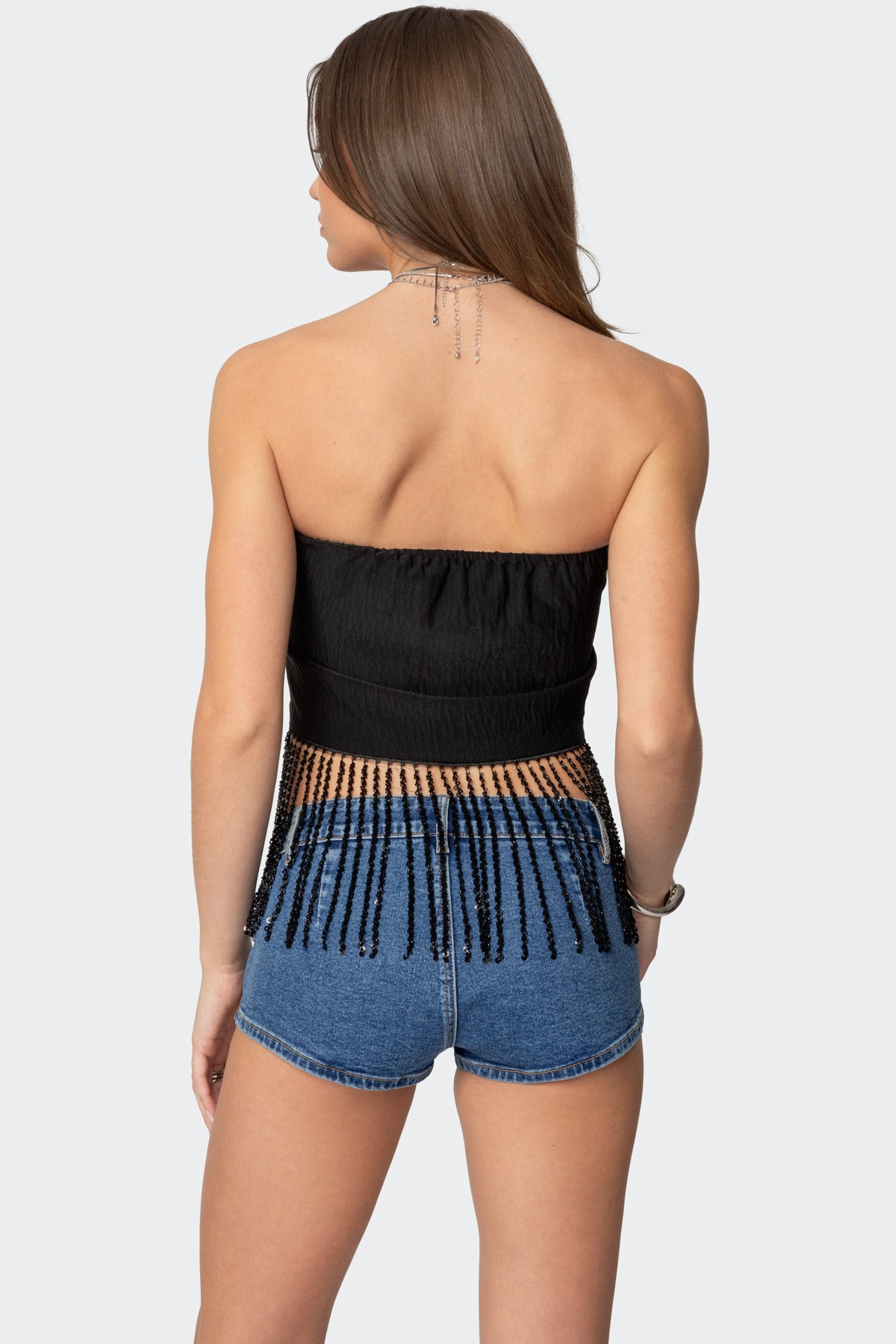 Jenna Sequin Fringe Wrap Top-Milans Time