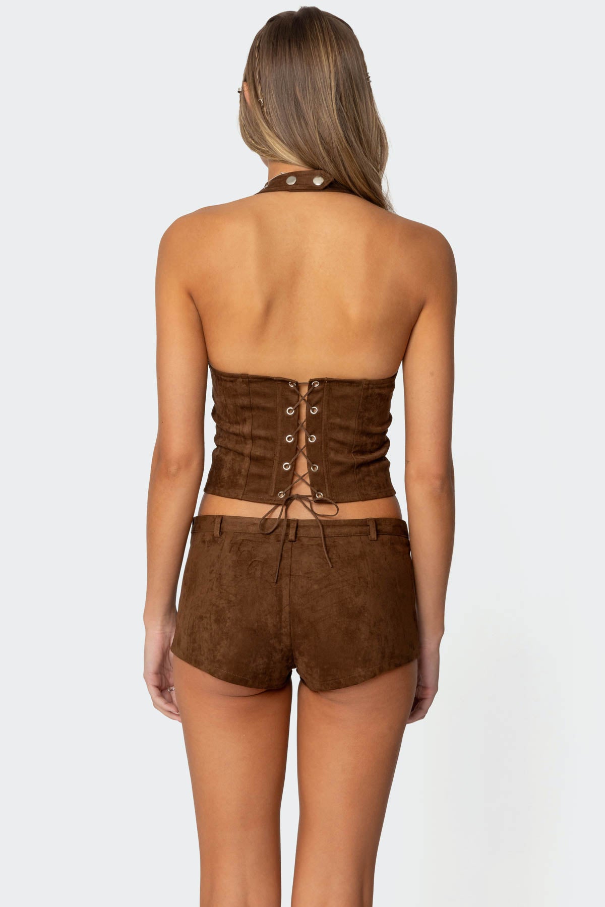 Sloane Faux Suede Halter Top-Milans Time
