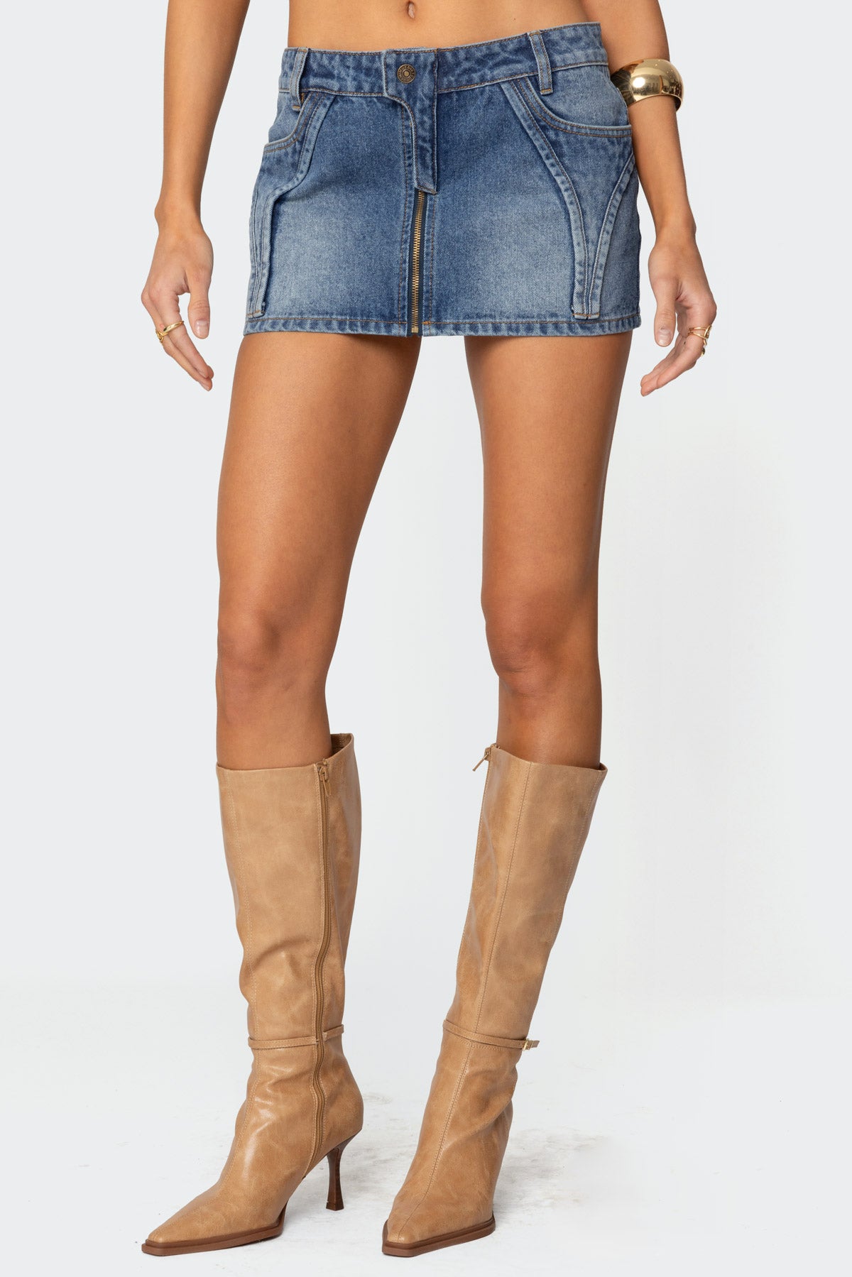 Anne Zip Up Denim Mini Skirt-Milans Time