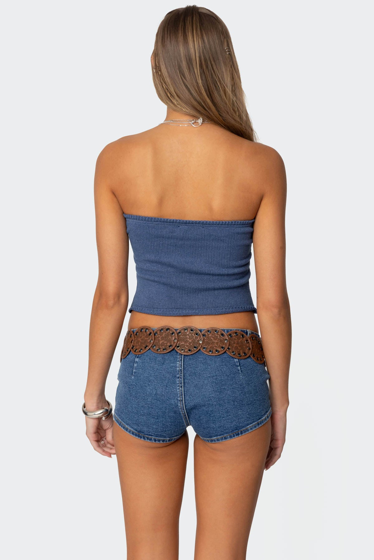 Laurier Distressed Knit Tube Top-Milans Time