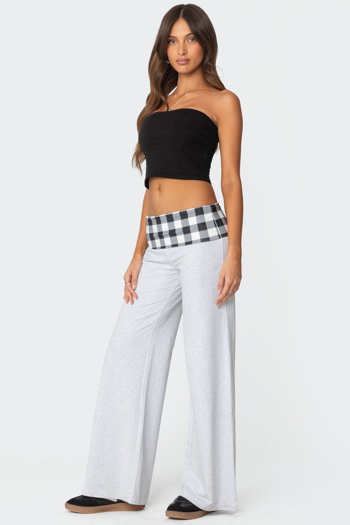 Beth Gingham Fold Over Pants-Milans Time