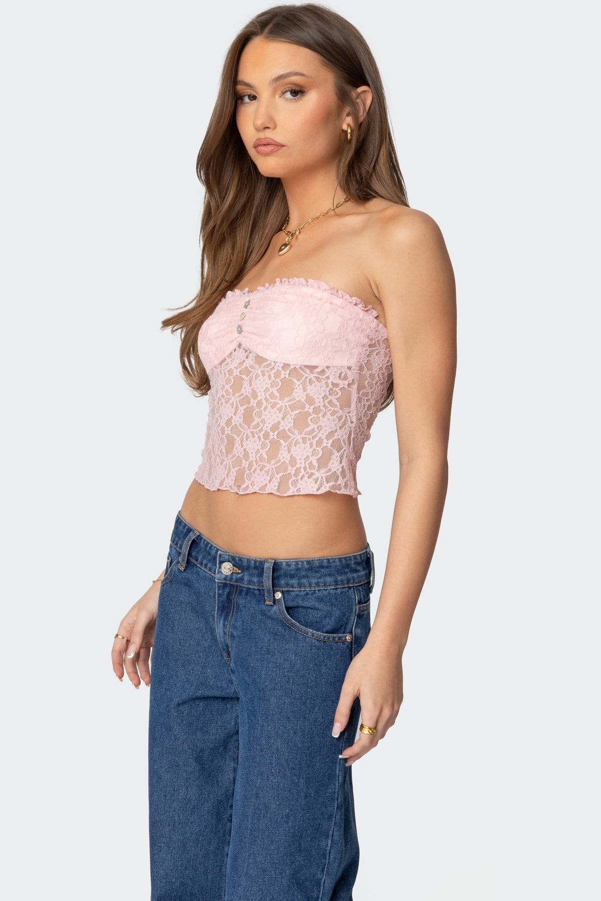 Odilia Sheer Lace Strapless Top-Milans Time