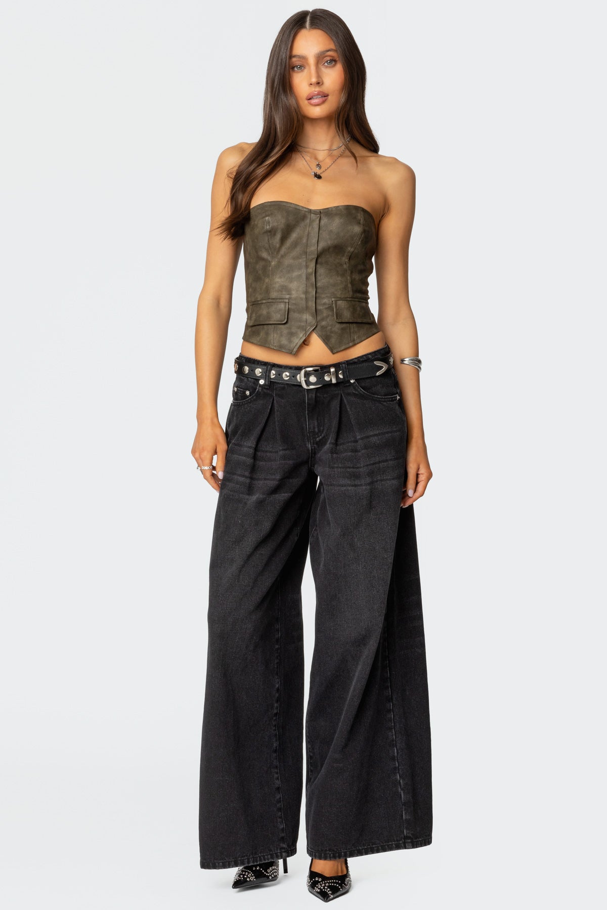 Maysen Faux Leather Corset-Milans Time