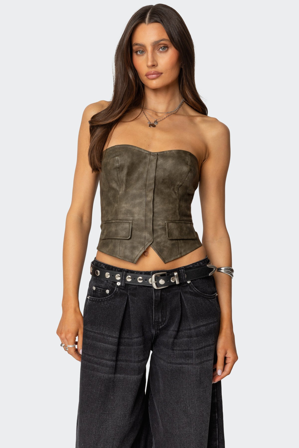 Maysen Faux Leather Corset-Milans Time