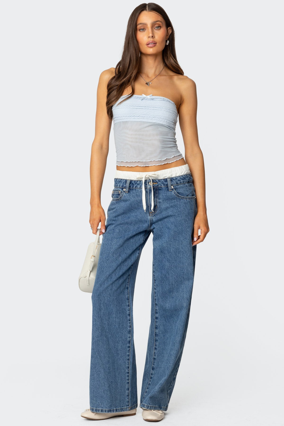 Rori Ruffle Knit Sheer Mesh Top-Milans Time