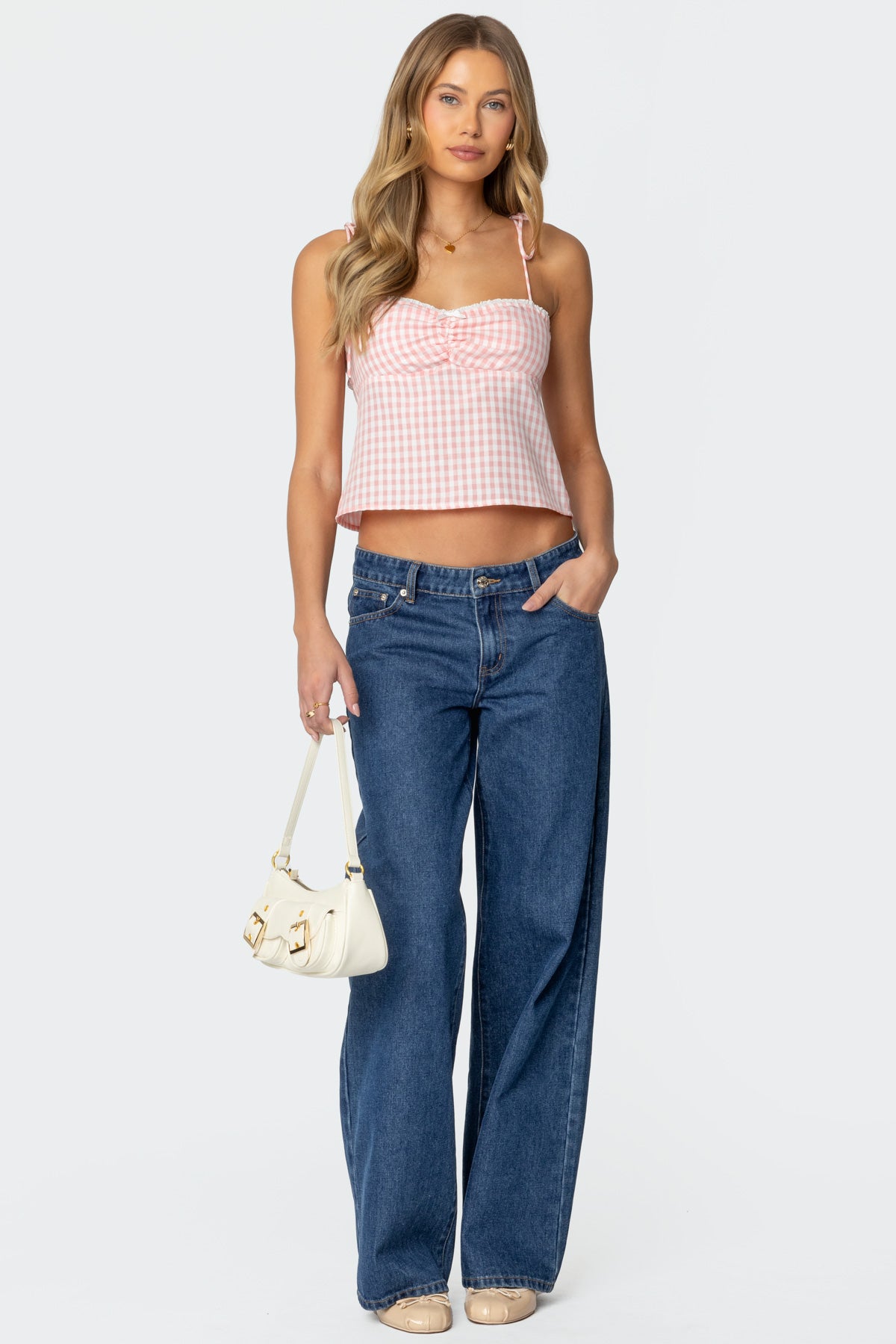 Billie Open Tie Back Gingham Top-Milans Time