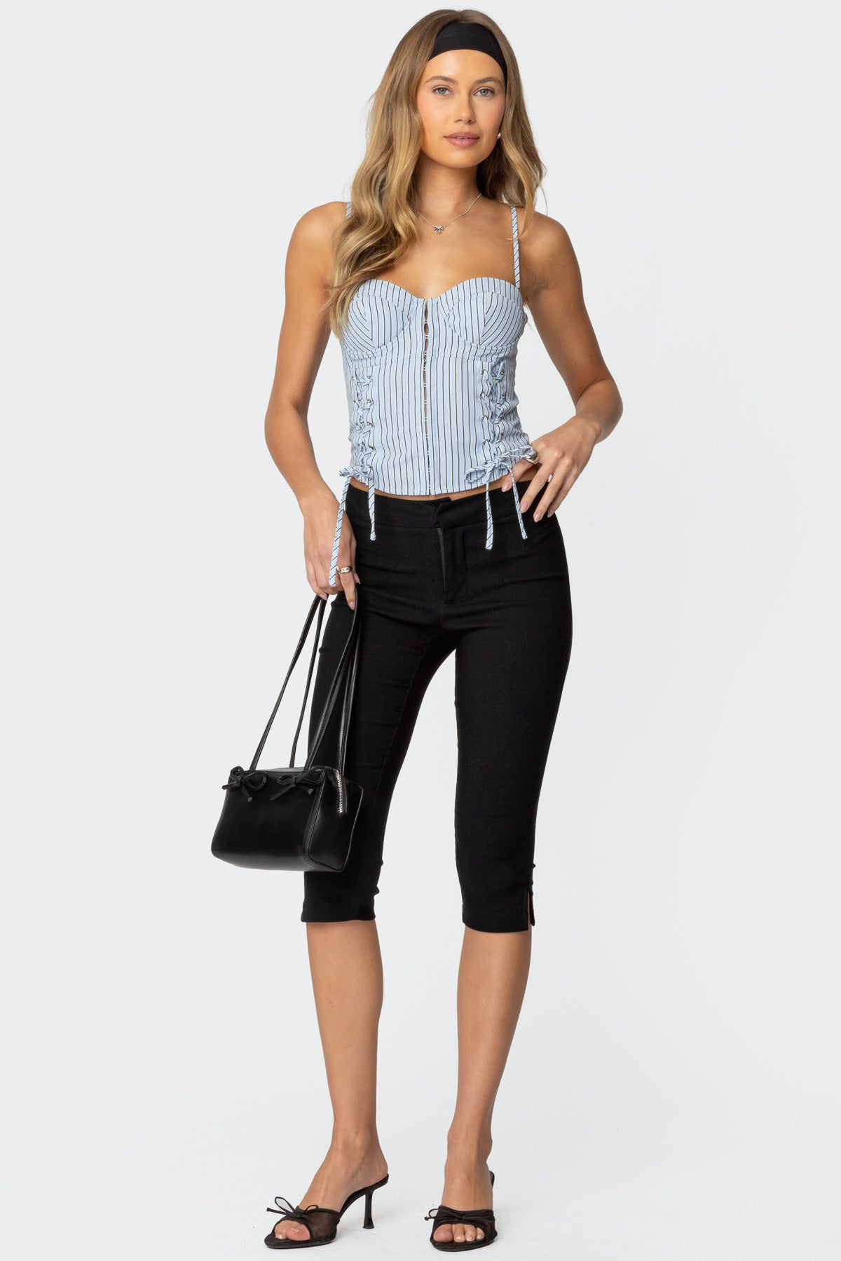 Lois Lace Up Pinstripe Corset-Milans Time
