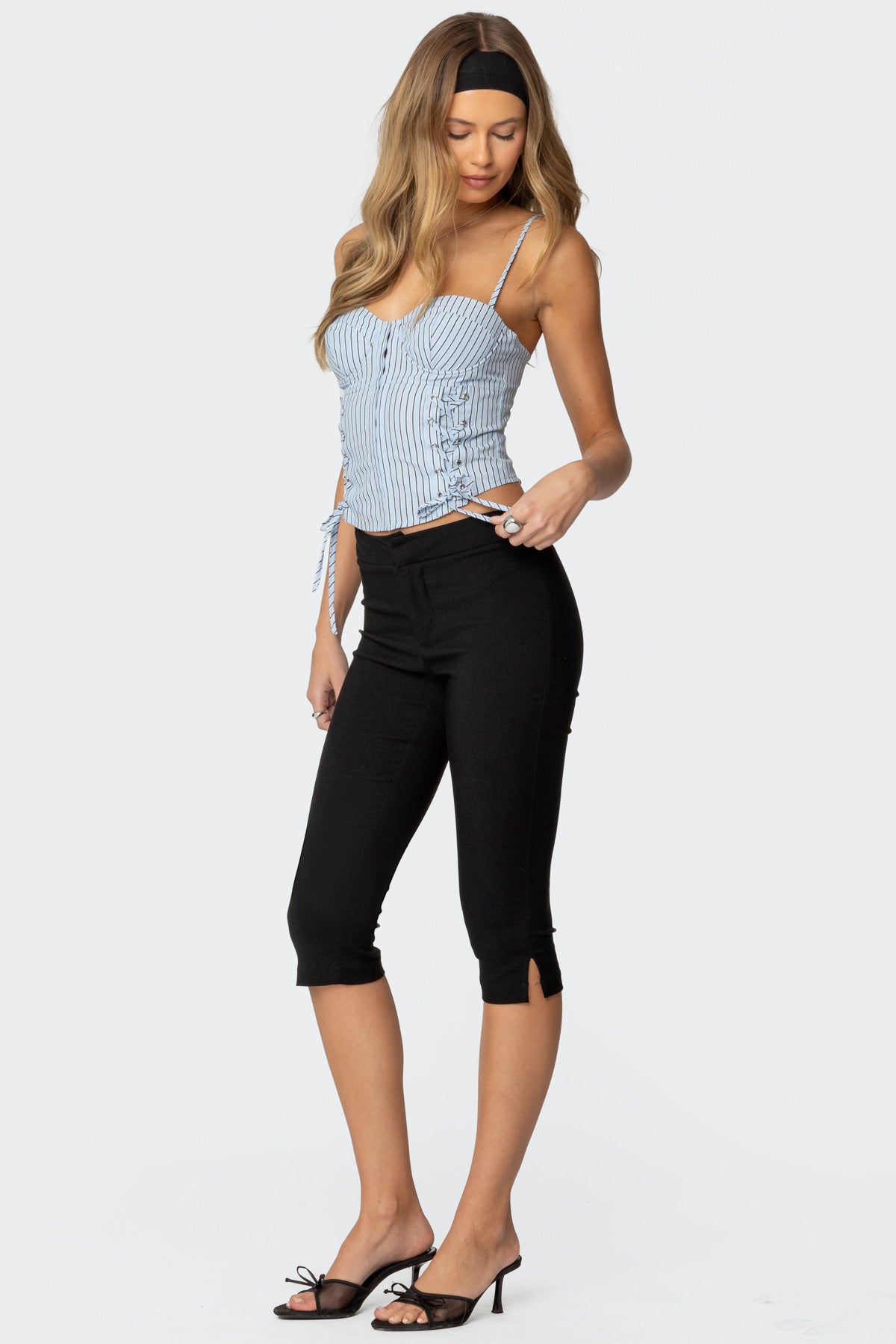 Lois Lace Up Pinstripe Corset-Milans Time