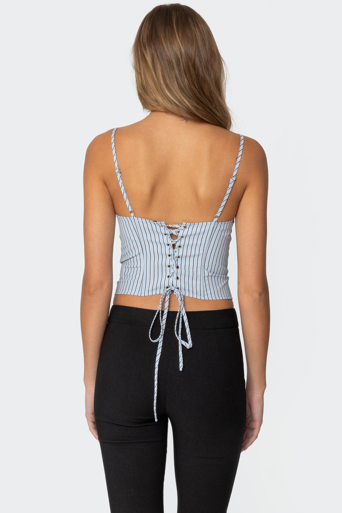 Lois Lace Up Pinstripe Corset-Milans Time