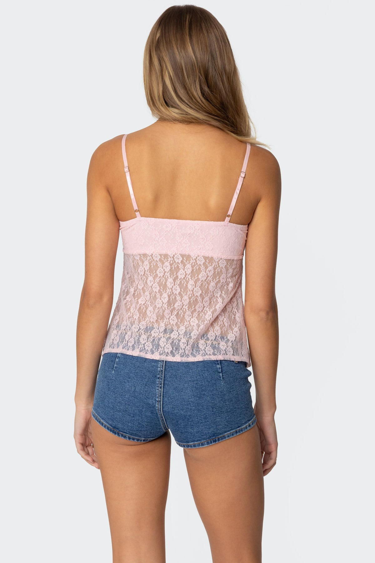 Priya Sheer Lace Split Front Top-Milans Time