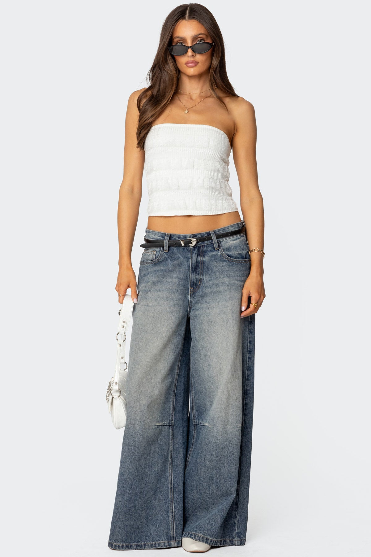 Georgette Lacey Ruffle Tube Top-Milans Time