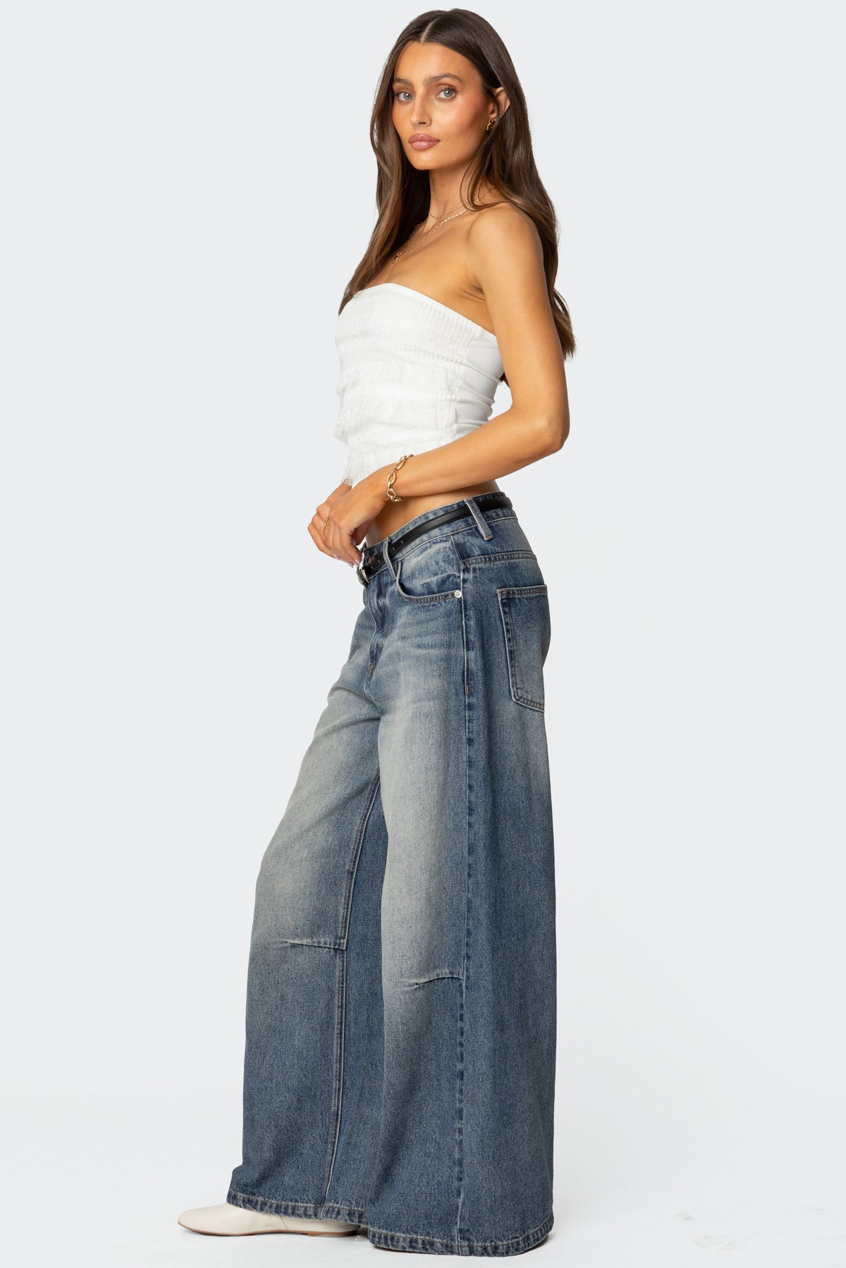 Georgette Lacey Ruffle Tube Top-Milans Time