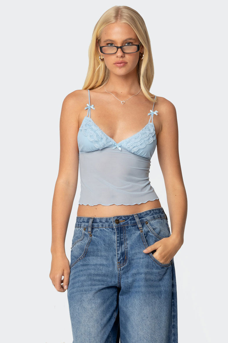 Berkley Sheer Mesh Lacey Top-Milans Time