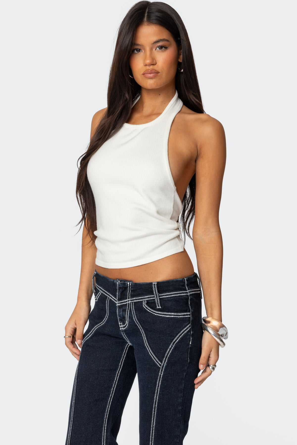 Twister Backless Knit Halter Top-Milans Time