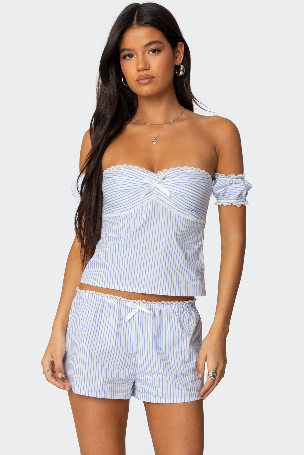 Taryn Off Shoulder Striped Top-Milans Time