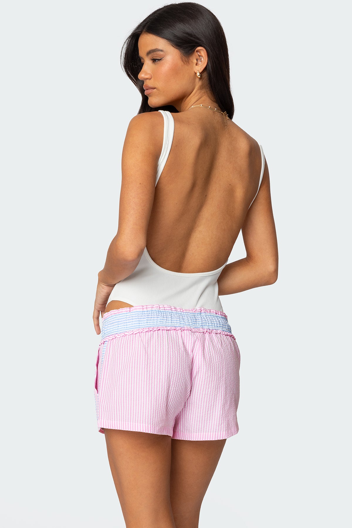 Evonne Backless Ribbed Bodysuit-Milans Time