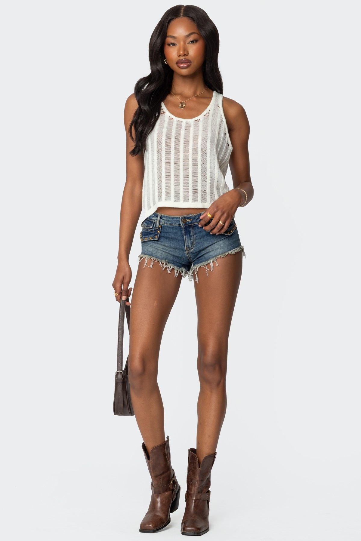 Keziah Sheer Ladder Knit Top-Milans Time