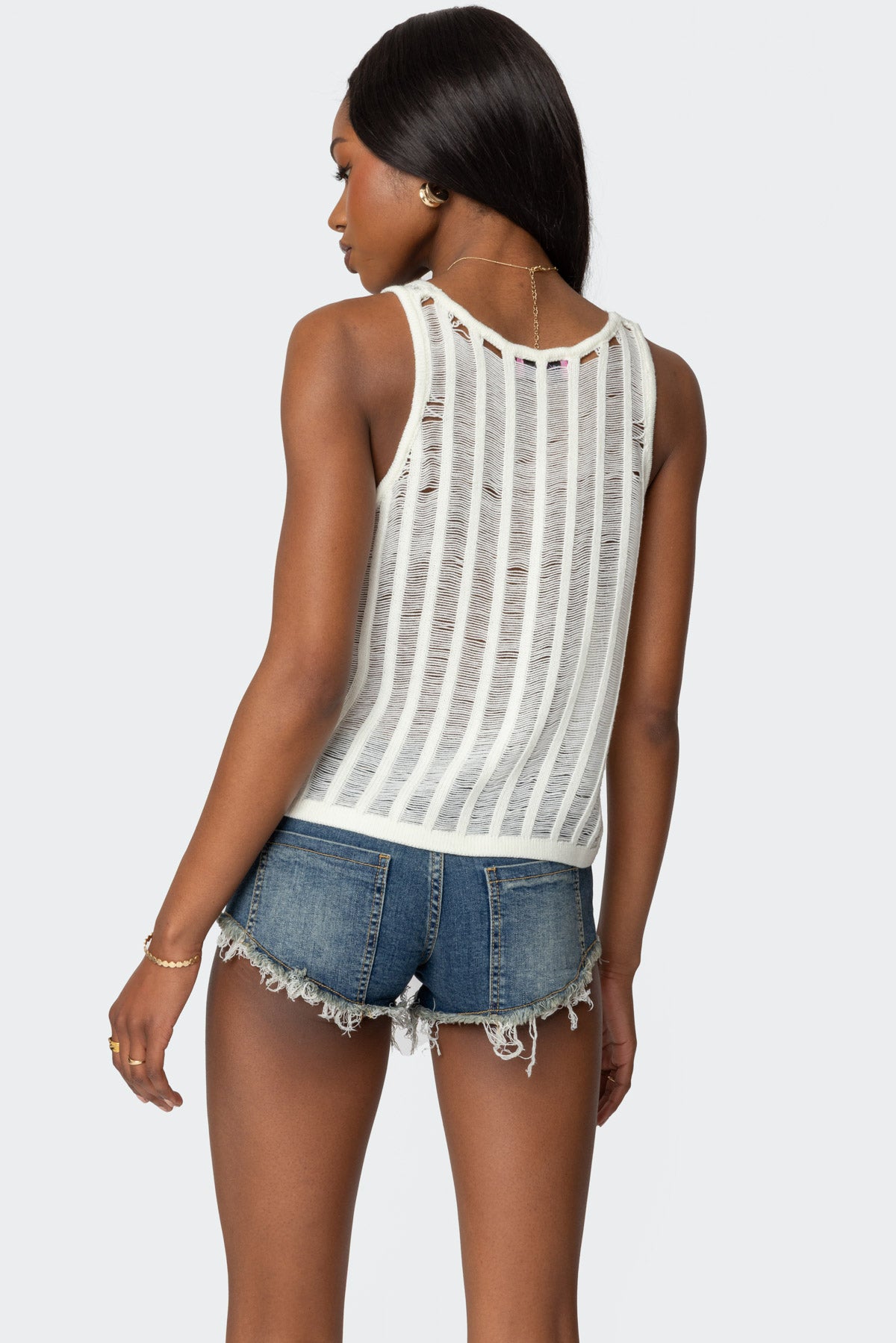 Keziah Sheer Ladder Knit Top-Milans Time