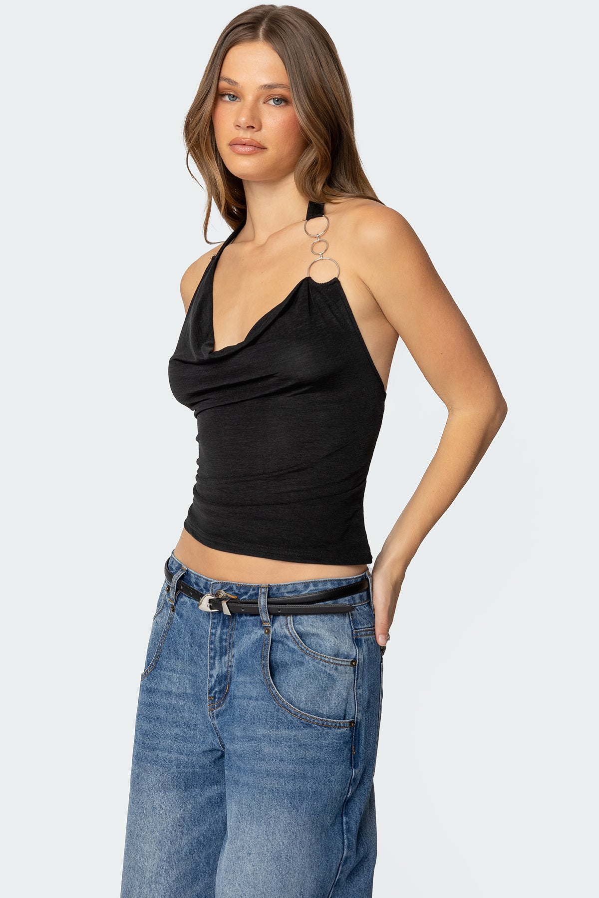 Rhia Cowl Neck Halter Top-Milans Time