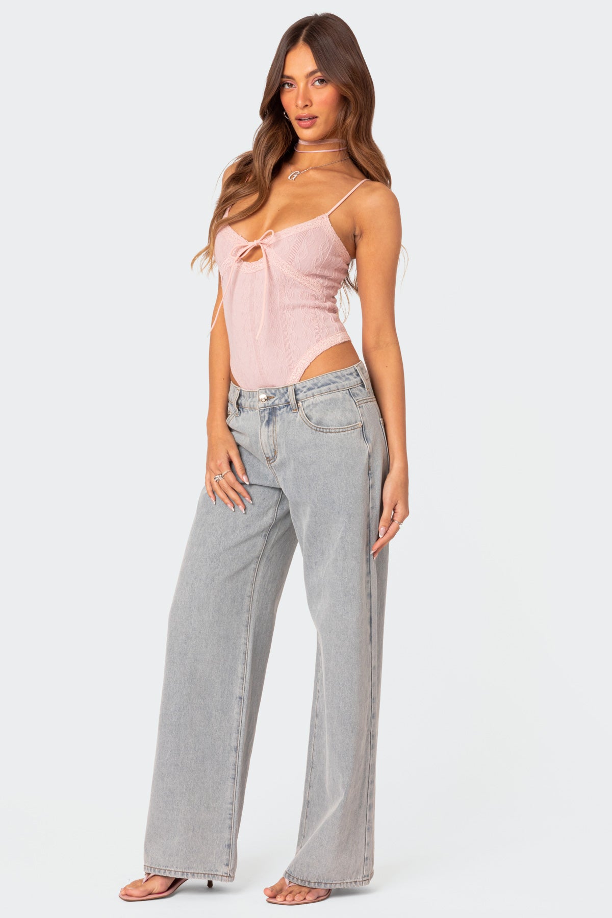 Lacey Knit Cut Out Bodysuit-Milans Time