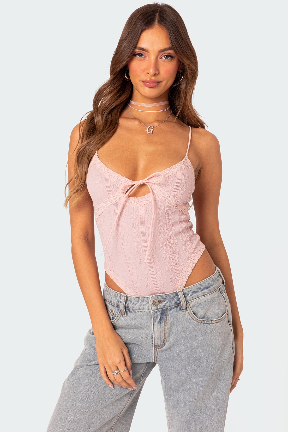 Lacey Knit Cut Out Bodysuit-Milans Time