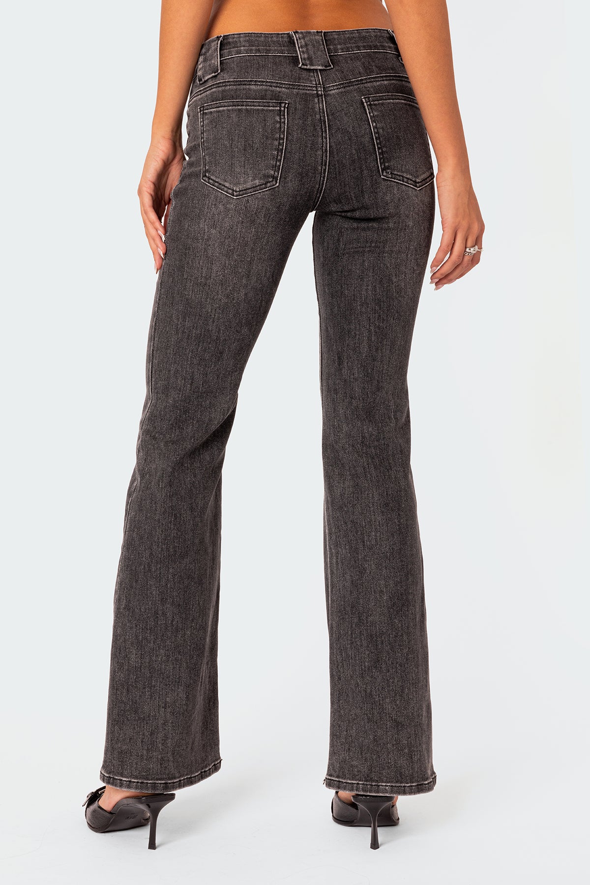 Tatum Washed Low Rise Flared Jeans-Milans Time