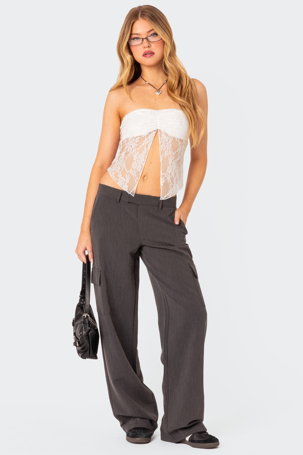 Twilight Sheer Lace Split Front Top-Milans Time