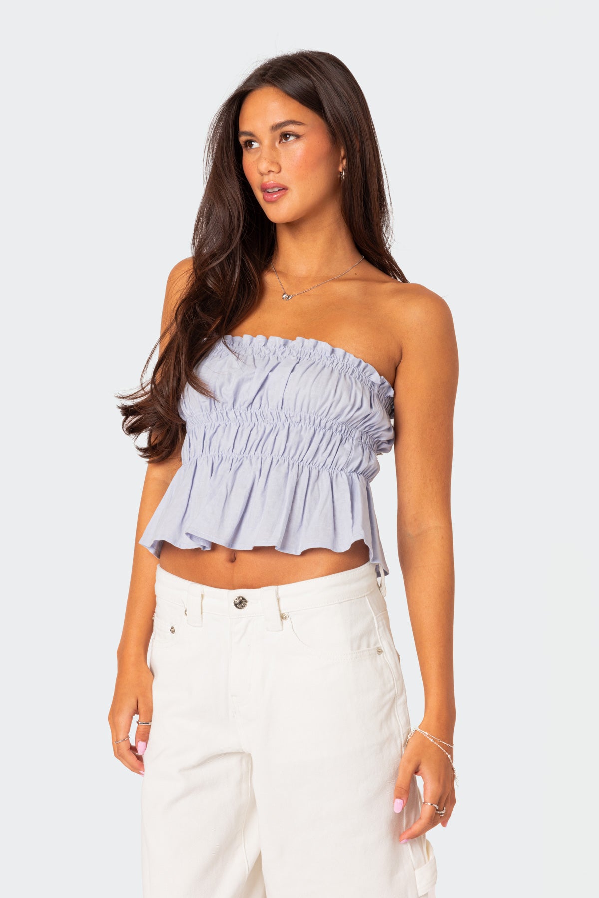 Katherine Linen Look Scrunch Top-Milans Time